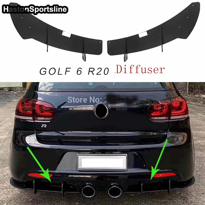 Матовый черный диффузор для заднего бампера спойлер губ Volkswagen VW Golf 6 GTI R20