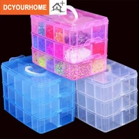 fashion clear plastic jewelry bead storage box container diy organizer case craft tool transparent 3 layers detachable 3 color