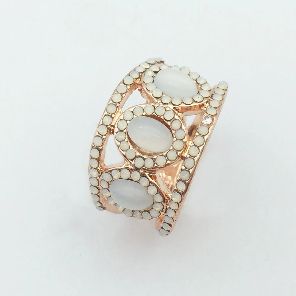 Модный новый дизайн кольцо на палец с белым опалом и кристаллами подарок