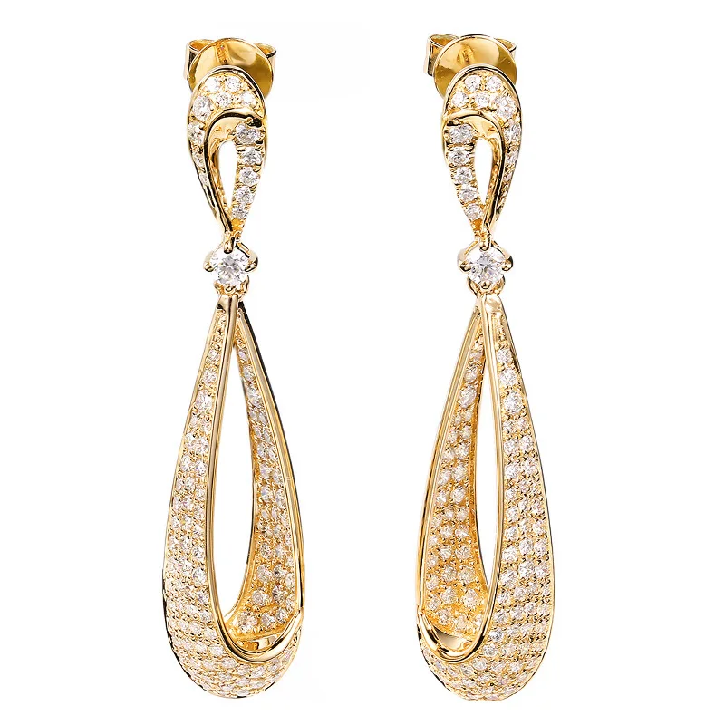 Yellow Gold BAIHE Solid 14K розовое золото всего 0,98ct H/SI натуральные бриллианты свадебные женские модные ювелирные изделия подарок серьги-гвоздики - Цвет камня: Yellow Gold