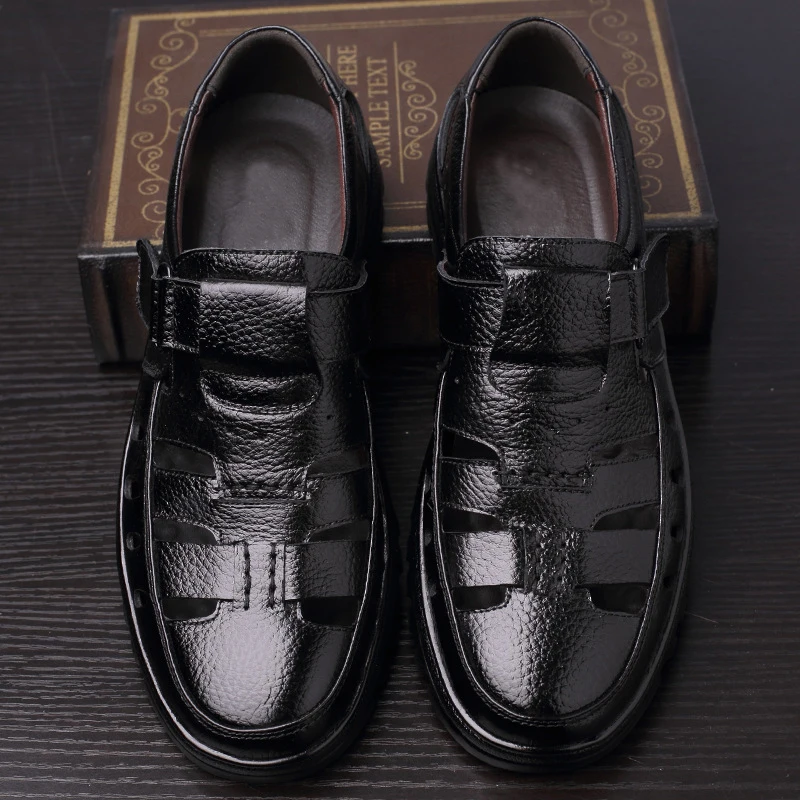 Мужские сандалии из натуральной кожи Нескользящие с вентиляцией|Сандалии| |