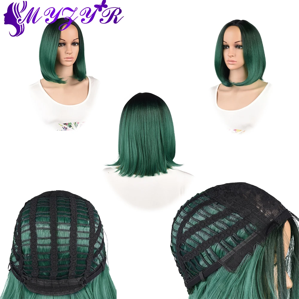 ZYR Bob wig Short Straight Synthetic Hair Blonde 1B-Grey Ombre Cosplay High temperature Fiber |