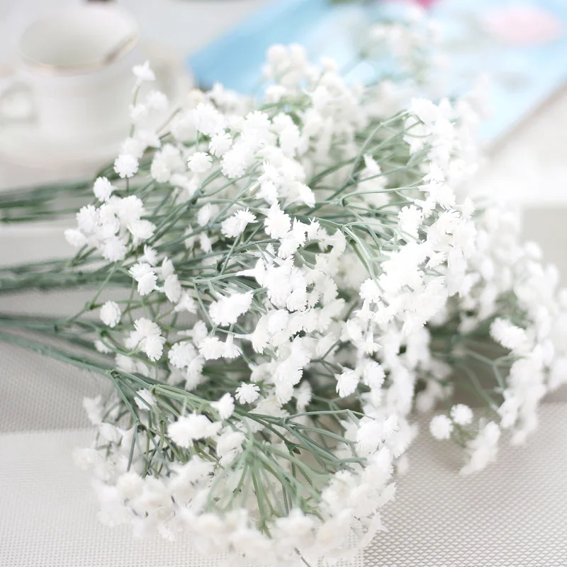 White Gypsophila Искусственный букет Гипсофилы детские дышащие цветы пластиковая Цветочная ветка домашнее свадебное украшение подарок на день матери сделай сам - Цвет: White Gypsophila