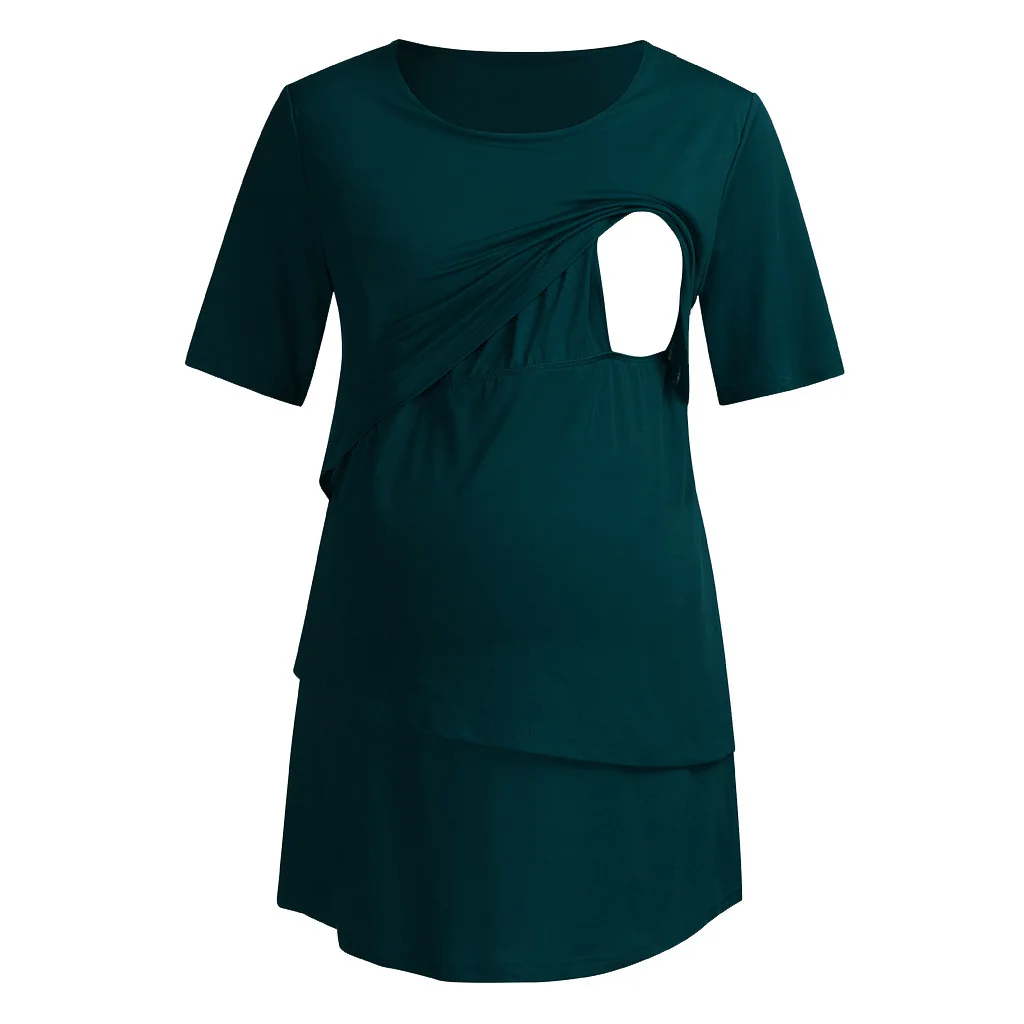 

2021 Fashion Short-sleeved T-shirt Pregnant Maternity Sleep Loungh Month Clothes O-neck Maternity Dress Breastfeeding Clothes