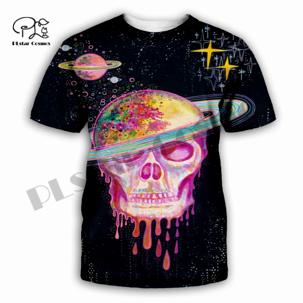 

PLstar Cosmos Newest Women/Men 3DPrint Hip-Hop T-shirt Skull Spacy Gothic Art Casual Funny Streetwear Summer Short Tops XS-7XL