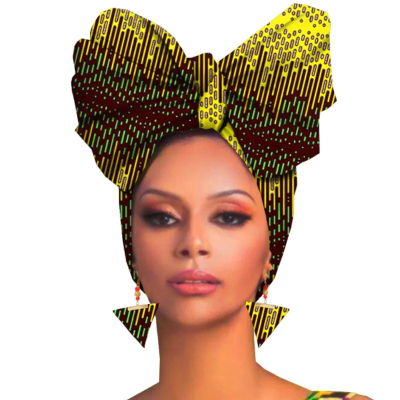 African Print Head Wrap For Women Scarf With  Matching Earrings Dangle Women Bandana Headband Set Women Hair Accessories