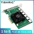 Плата расширения TISHRIC PCIE с 4 портами на 6 USB 3.0, Райзер с усилителем, Express слот с 4 до 16 портами, Райзер 009s Plus для майнинга BTC