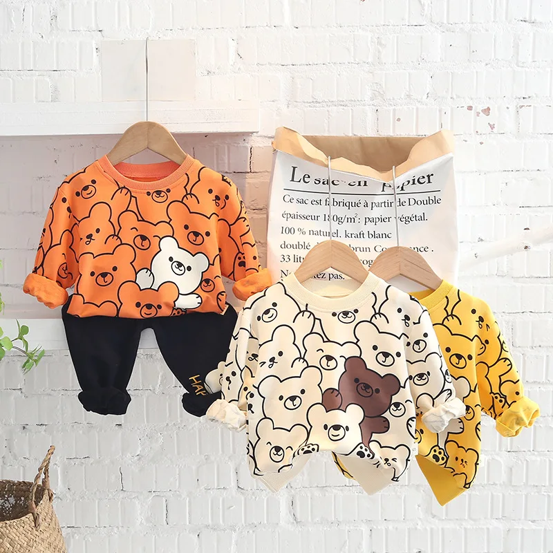 

Children's Clothing Set Spring Autumn Boy's Cartoon bear T-shirt + casual pants Outfit Infant boy suit Kids Tracksuit Clothes