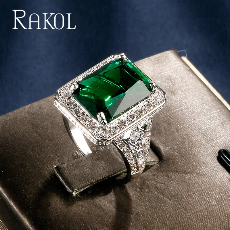 RAKOL роскошное классическое кольцо в форме кубоида для невесты с кубическим