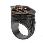 Мужское медное кольцо с резным змеиным животным, два цвета, оптом