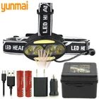 Светодиодный налобный фонарь XM-L T6 с датчиком, Головной фонарь с микроразъемом USB, аккумуляторный фонарь для ночной рыбалки