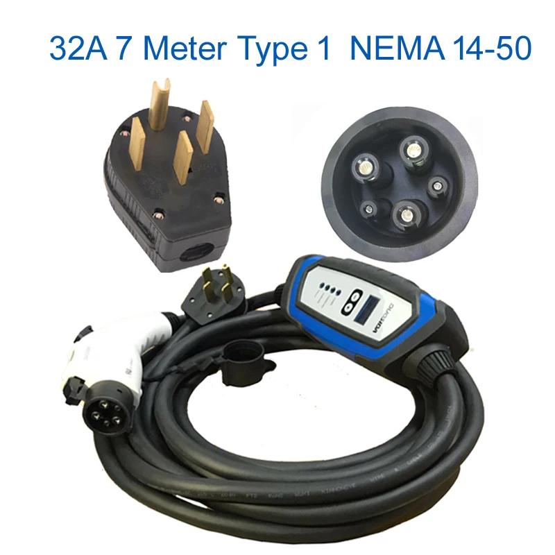 J1772 32a зарядное устройство для электромобиля тип 1 с вилкой NEMA 14-50 Электрический Автомобильный Кабель быстрой зарядки разъем SAE J1772