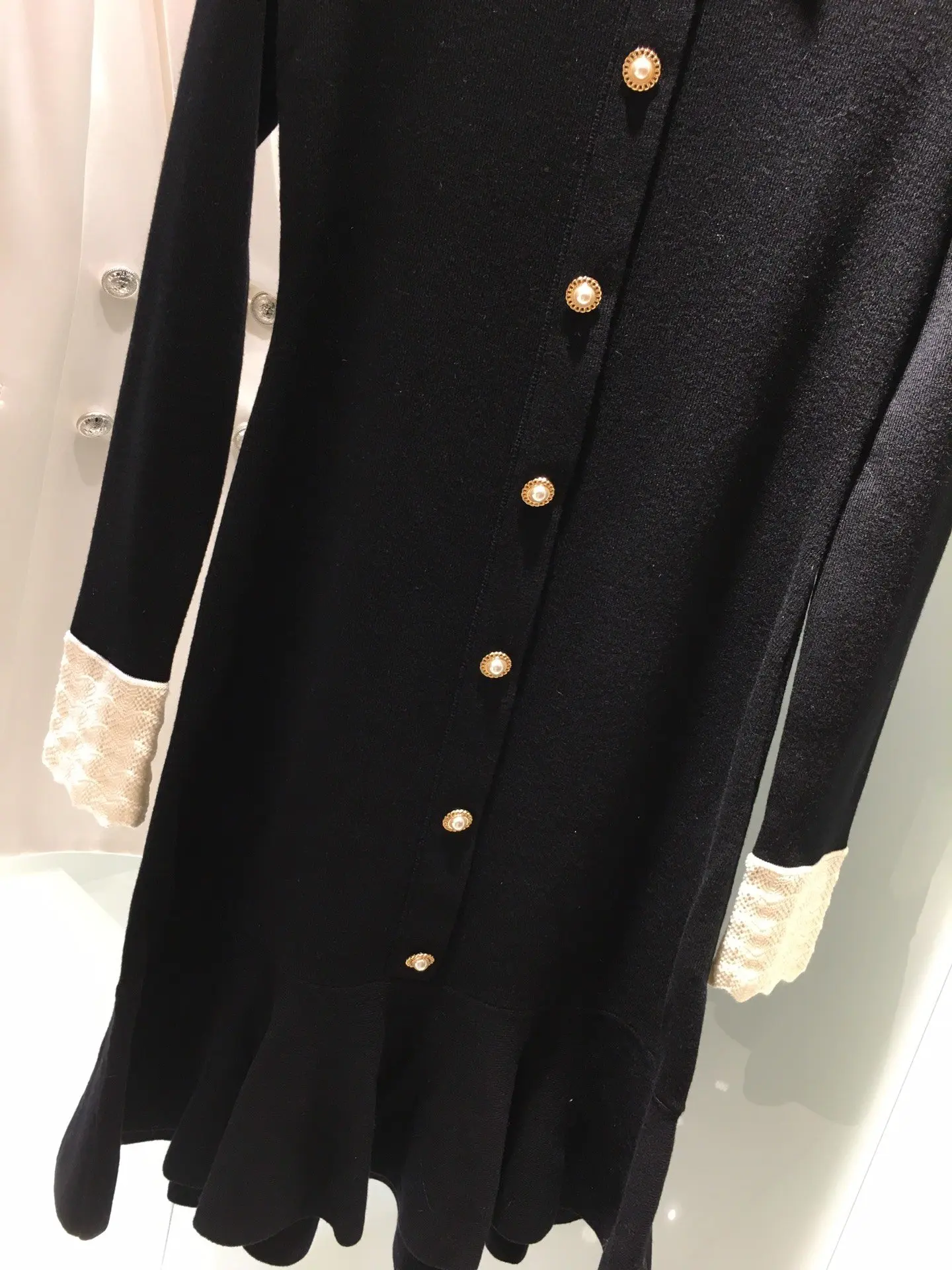 

New Ladies 2021 Fashion Long Sleeve Contrast Lapel Knit Dress 1014