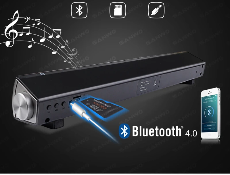 Беспроводной Bluetooth динамик 4,0 Саундбар пульт дистанционного управления TF карта тв телефон планшет система объемного звука ТВ динамик черный