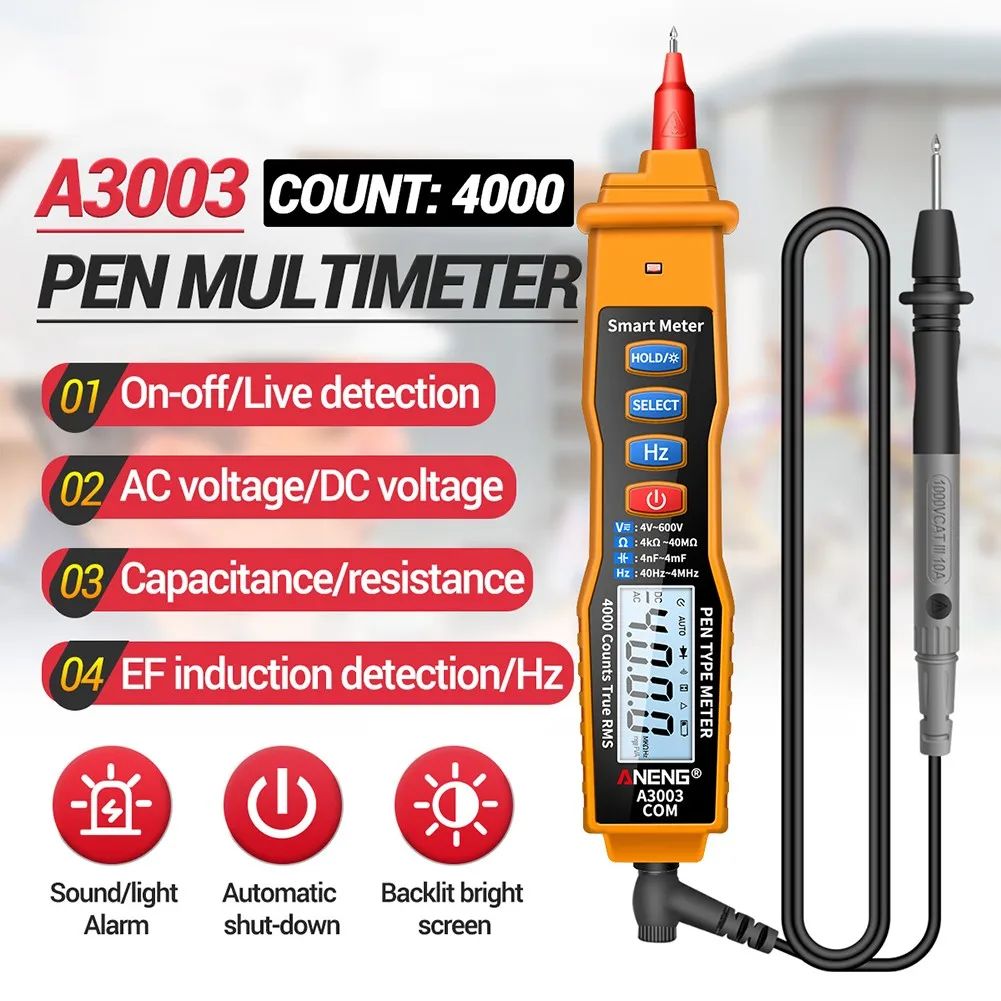 

A3003 Digital Multimeter Pen Type 4000 Counts With Non Contact Ac/dc Voltage Indicator Tester On-off Detection Electric Tools