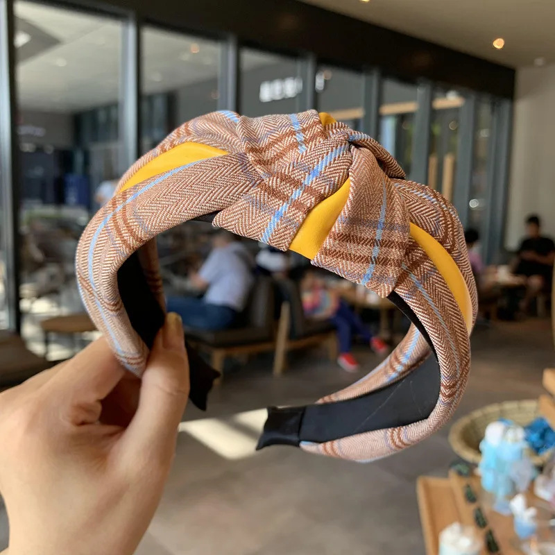 Модный богемный для волос украшения оголовье в клеточку ободок коготки леди