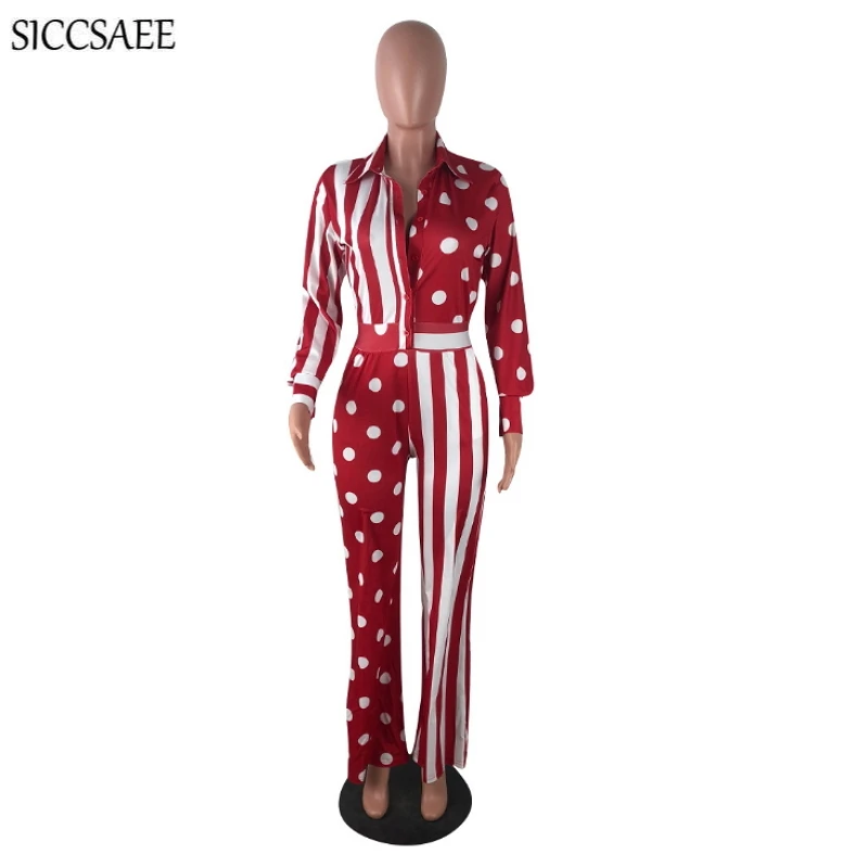 

Polka Dot Patchwork Striped Printed Rompers Womens Jumpsuit Wide Leg Palazzo Pants Overalls Sexy Casual Mono Mujer Loose Autumn