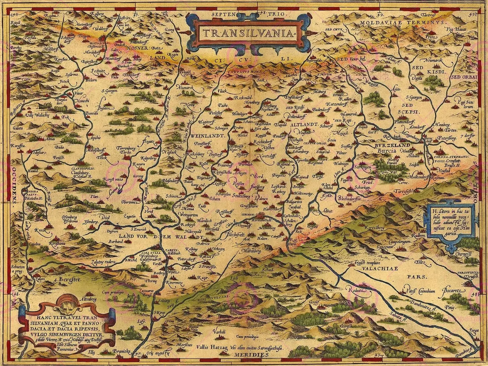 Карты винтажная Трансильвания Румыния DACIA иллюстрированное Искусство Шелковый