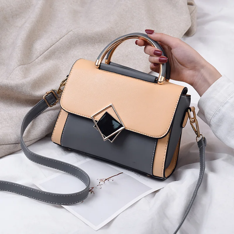 

Top Quality Luxury Brand 2021 Women Fashion Contrasting Color Shoulder Messenger Bag High-quality Leather Handbag Bolsa Feminina