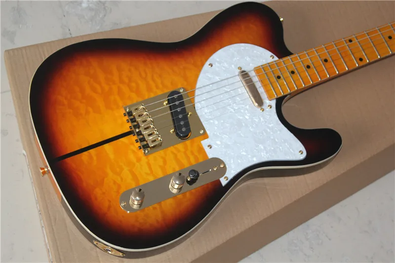 Custom Shop Новое поступление с головой собаки подписи Sunburst электрогитара золотой