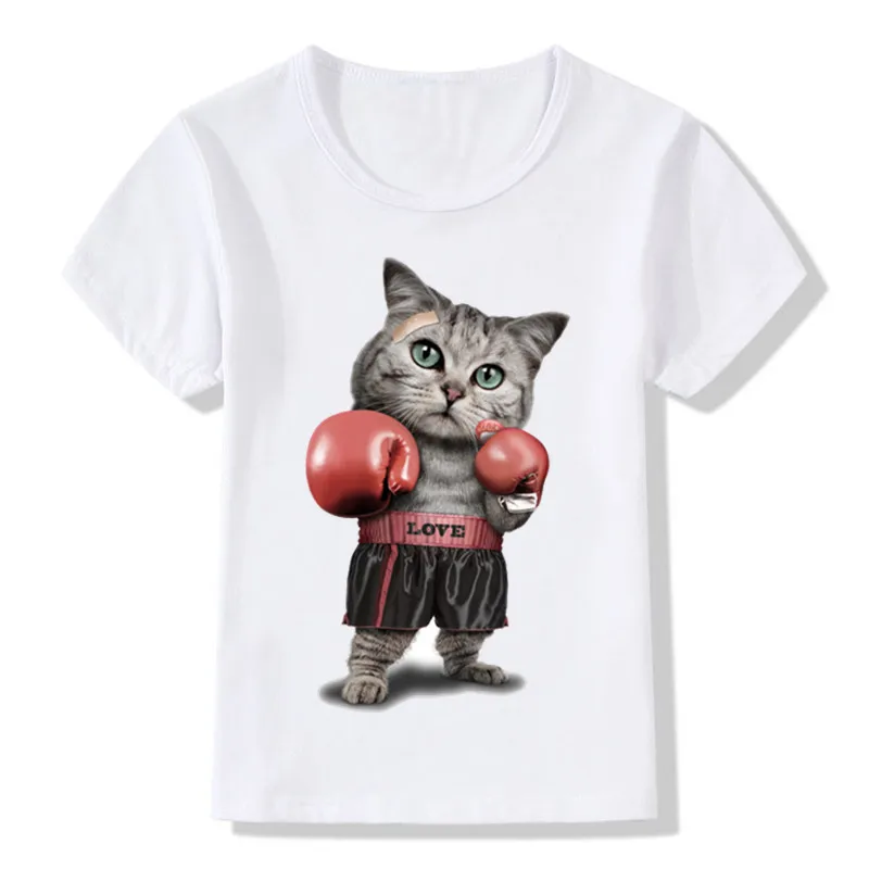 Детская забавная футболка Puglism Strong Boxer с котом/собакой детский летний топ для