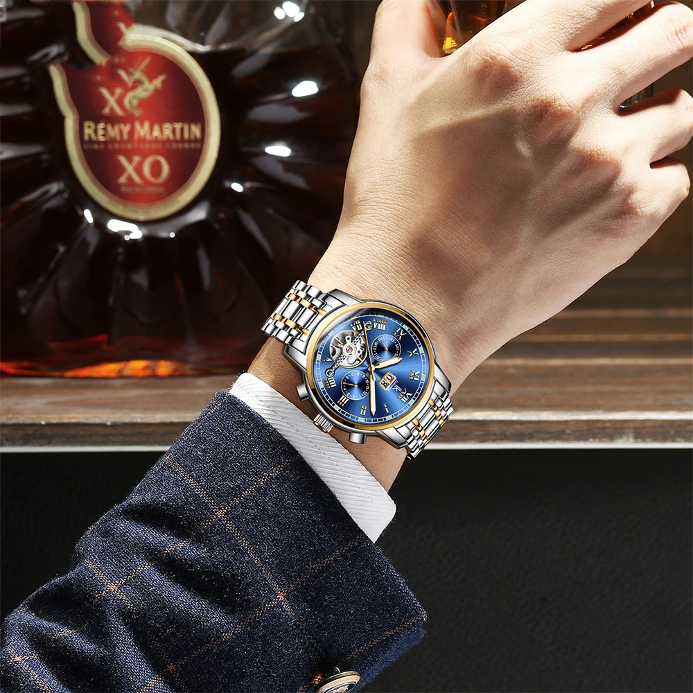 

Luxury Men's 6 hands Day/Week/Month Display Mechanical Auto Watch Wristwatch Gift Box