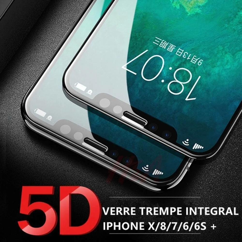 

For iPhone 12 11 Pro XR XS Max X/6/7/8 SE Film Intgral Vitre Verre Tremp Ecran 5D