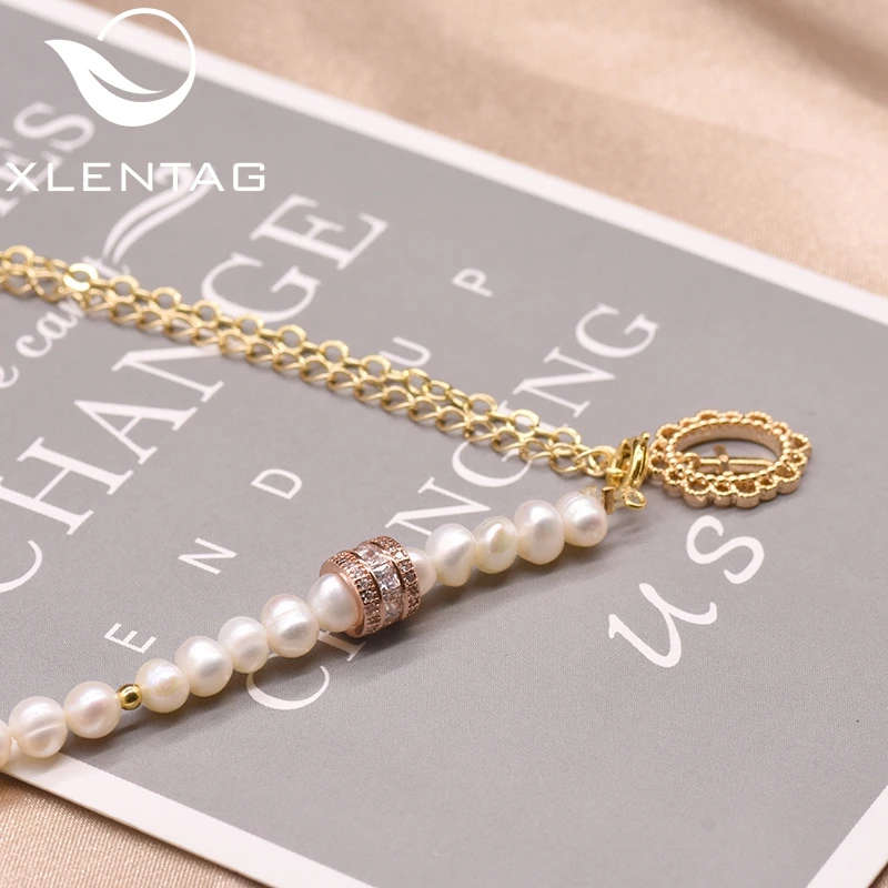 XlentAg роскошное ожерелье с натуральным пресноводным жемчугом на заказ крест кулон