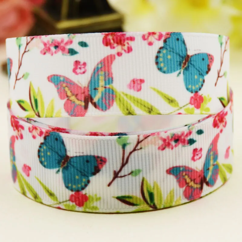 

22 мм 25 мм, 38 мм, 75 мм с изображением мультяшной бабочки Grosgrain ленты вечерние свадебные украшения 10 ярдов X-04284