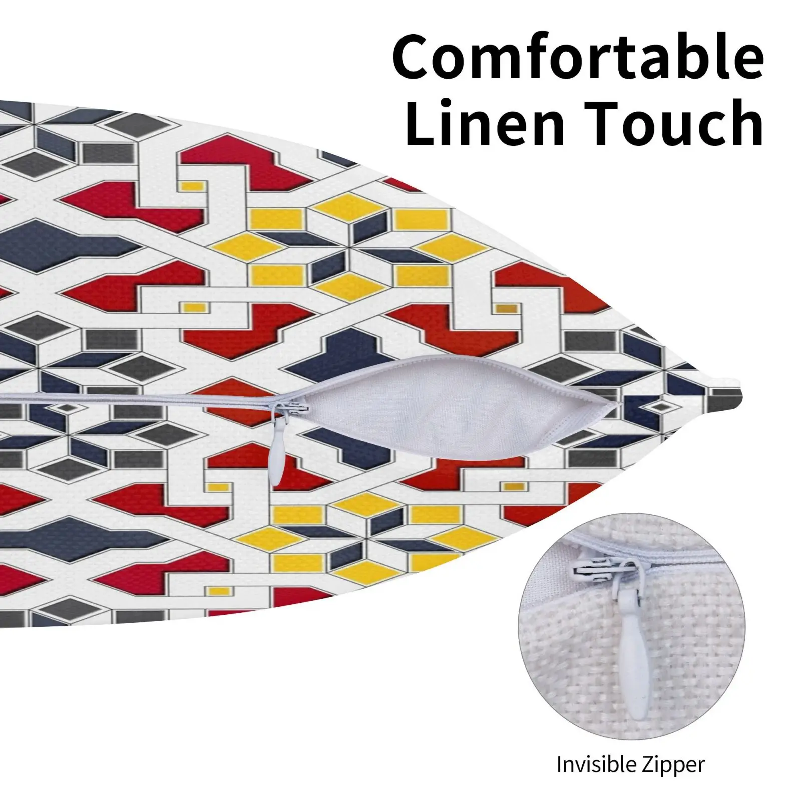 Наволочка с геометрическим рисунком красная желтая серая наволочка