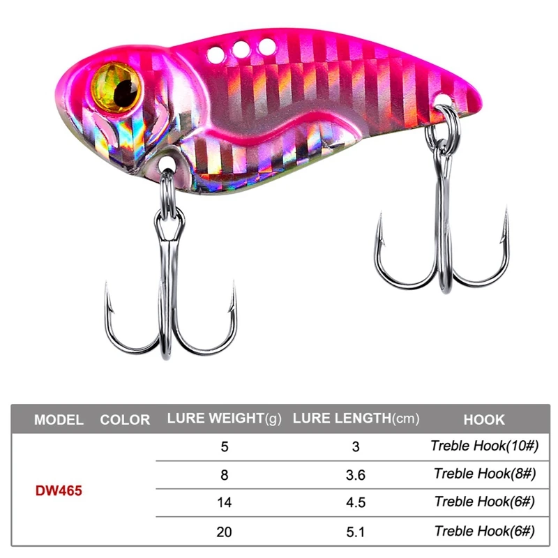 

1pcs 5/8/14/20g Metal Blade Fishing Lure Hard VIB Crank Bait Sinking Treble Hook For Bass Pike Perch Fishing