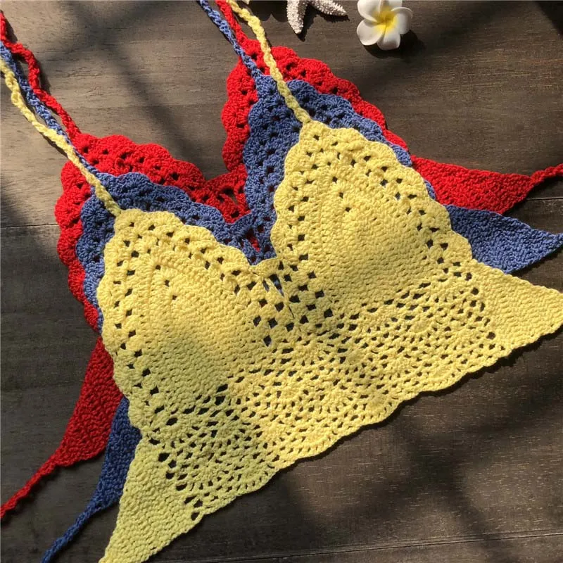 

1 Pcs Swimsuit Swimwear Bikini Knitting Solid Color Breathable for Beach Holiday SAL99