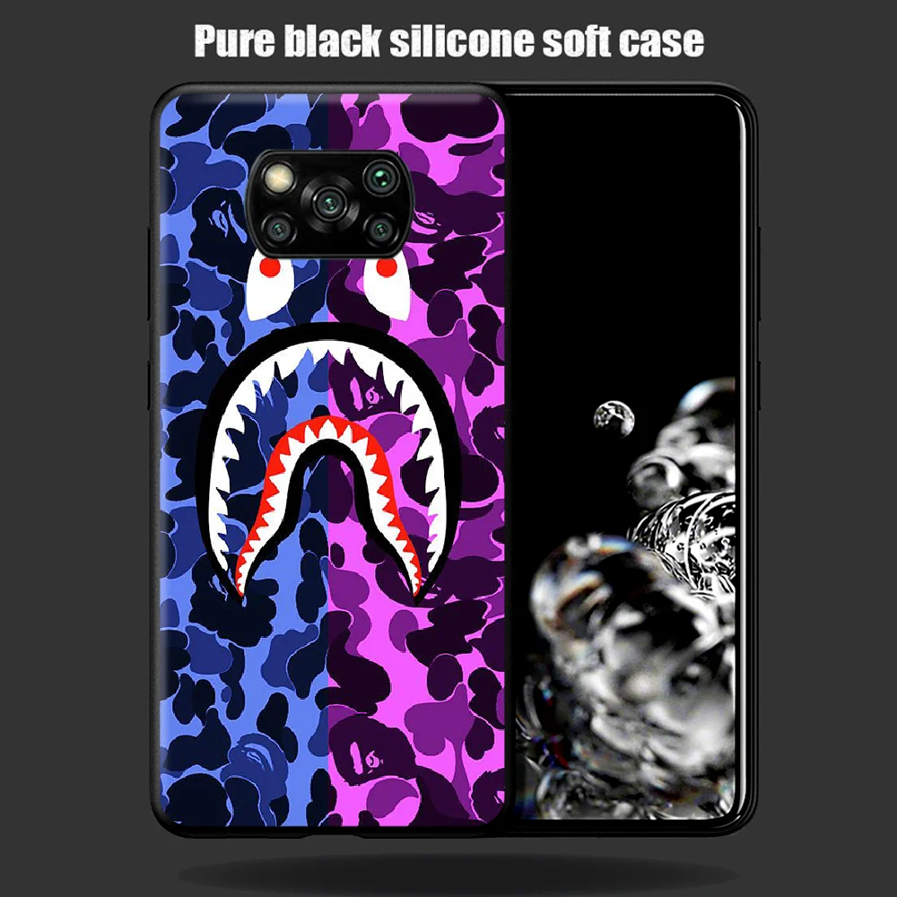 

Fashion Brand BAPE Phone Case Cover Hull For Xiaomi Mi A2 A3 8 9 SE 9T 10 10T Lite Pro Ultra Poco X3 black Funda Tpu Cover Soft