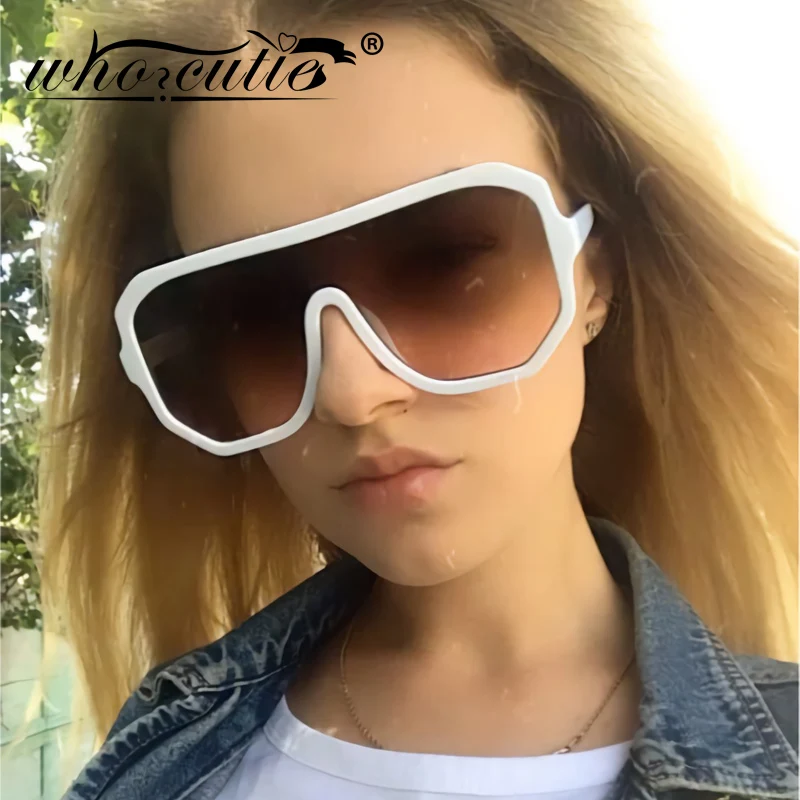 Женские солнцезащитные очки в винтажном стиле WHO CUTIE большие дизайнерские белой