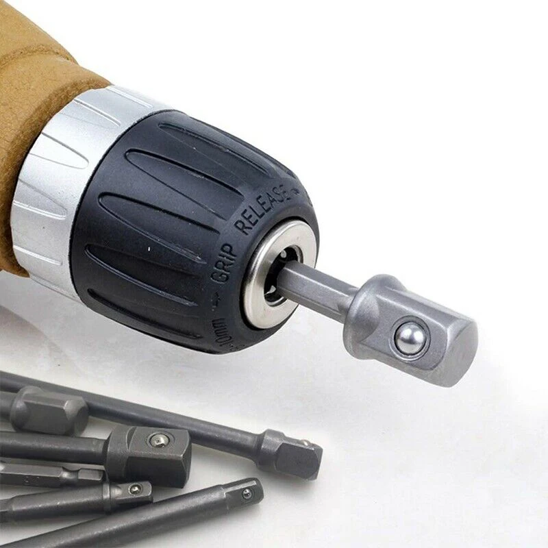 

6pcs/set Socket Bit Adapter Set Hex Shank 1/4 3/8 1/2 Impact Drill Bit Driver