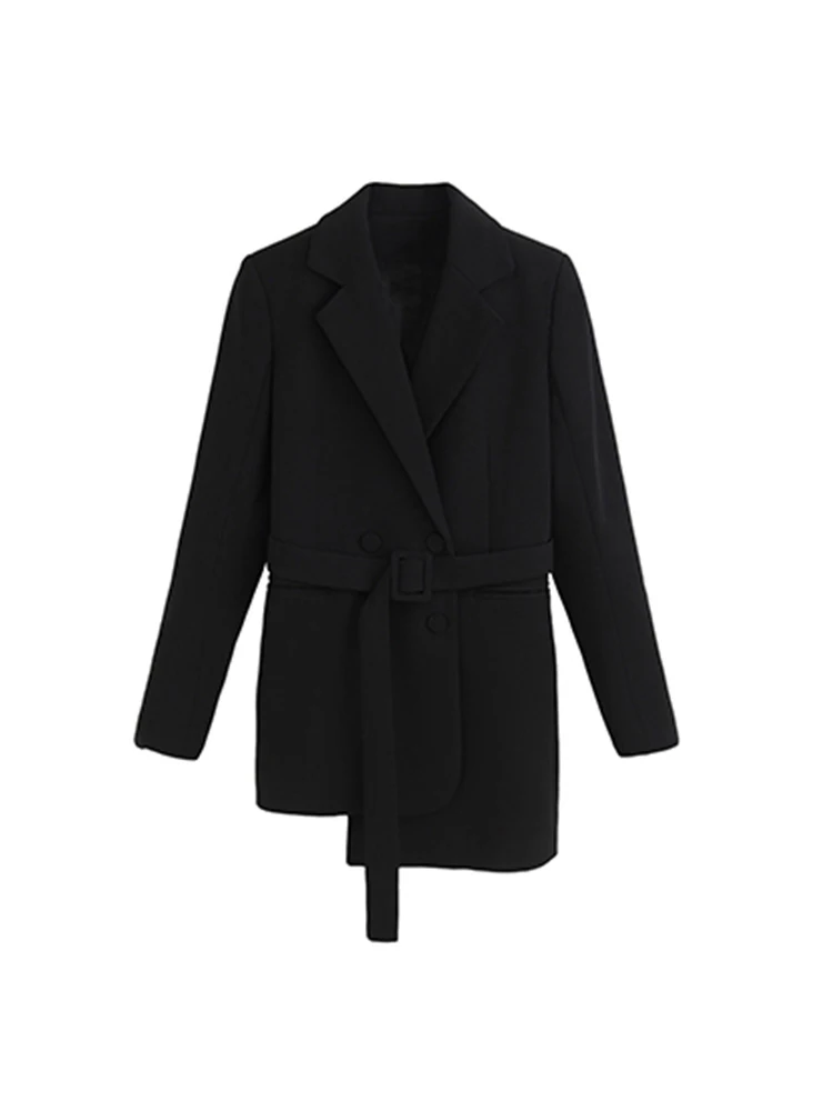 Женский костюм с лацканами весенний дизайнерский черный блейзер асимметричным