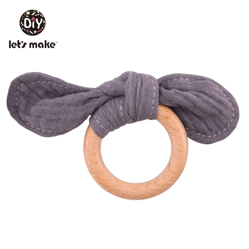 rabbit ring gray Давайте сделаем деревянный зубопрорезыватель соски зажимы цепь держатель для соски слюни нагрудники животное Дерево грызун 1 шт. Подарочная коробка Детские Прорезыватели - Цвет: rabbit ring gray