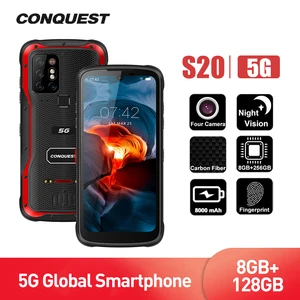 conquest s20 5g global night vision smartphone ip68 waterproof 48mp four camera 8gb ram 128gb 256gb rom 6 3 inch mobile phones free global shipping