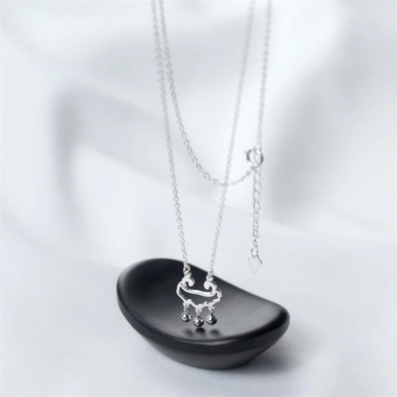 Simple Student Versatile Creative Long Life Lock Pendant Fresh Clavicle Chain Silver Color Female Necklace SNE075 | Украшения и