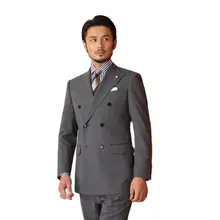 Costume 2 pièces gris foncé pour hommes, vêtements à la mode, revers à pointes, Double boutonnage, Style italien, tenue d'affaires, 2022  (1)