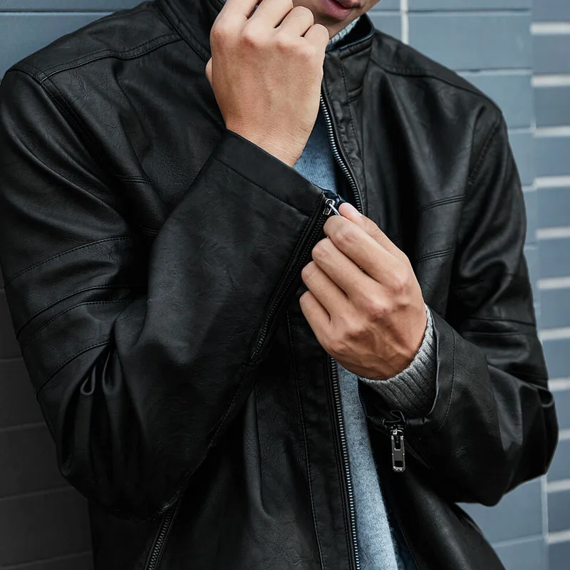 2019 Xiaomi PU Leather Men Jacket Hooded Detachable Trendy Motorcycle Windproof Warm Street Style Fashion Coat | Электроника