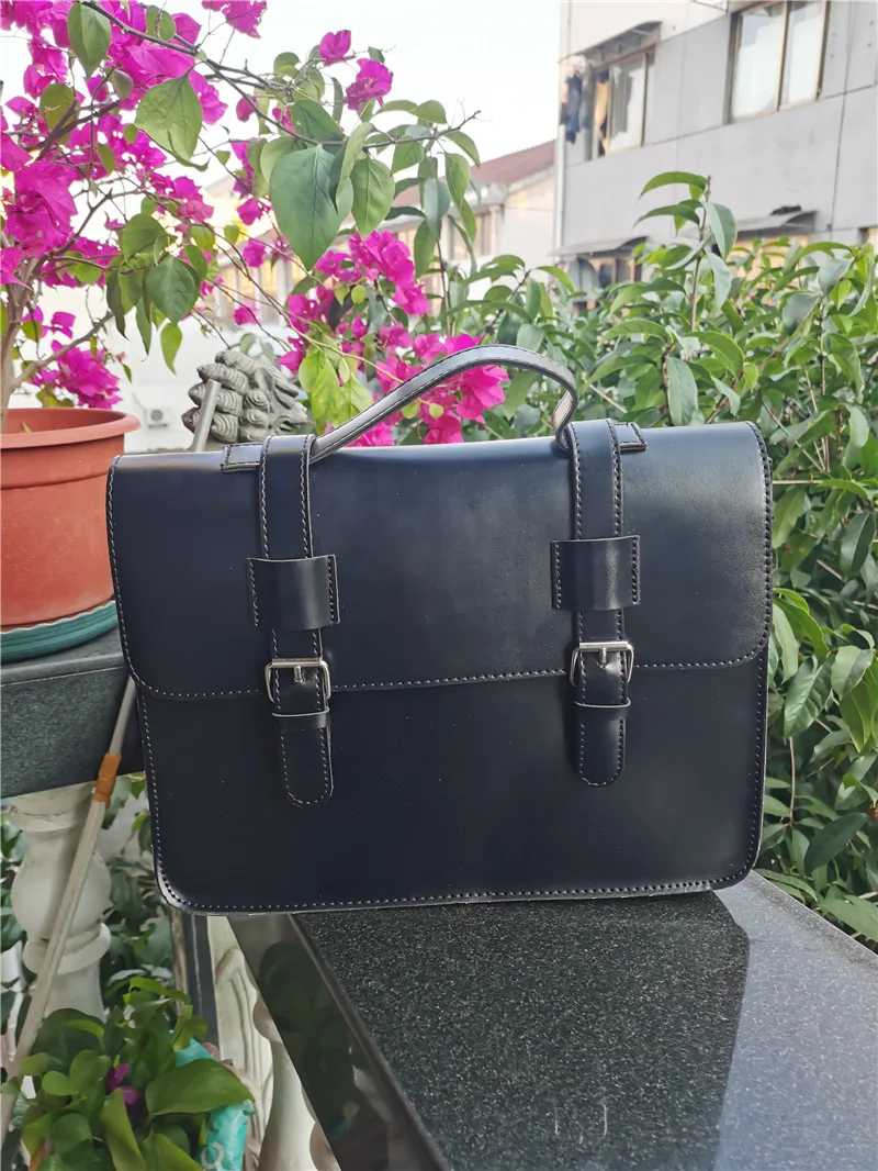 

Korean Preppy Style PU Leather Handbag Fashion Black Solid Color Briefcase Uniform Bag Large Capacity Messenger Bag Female 2021