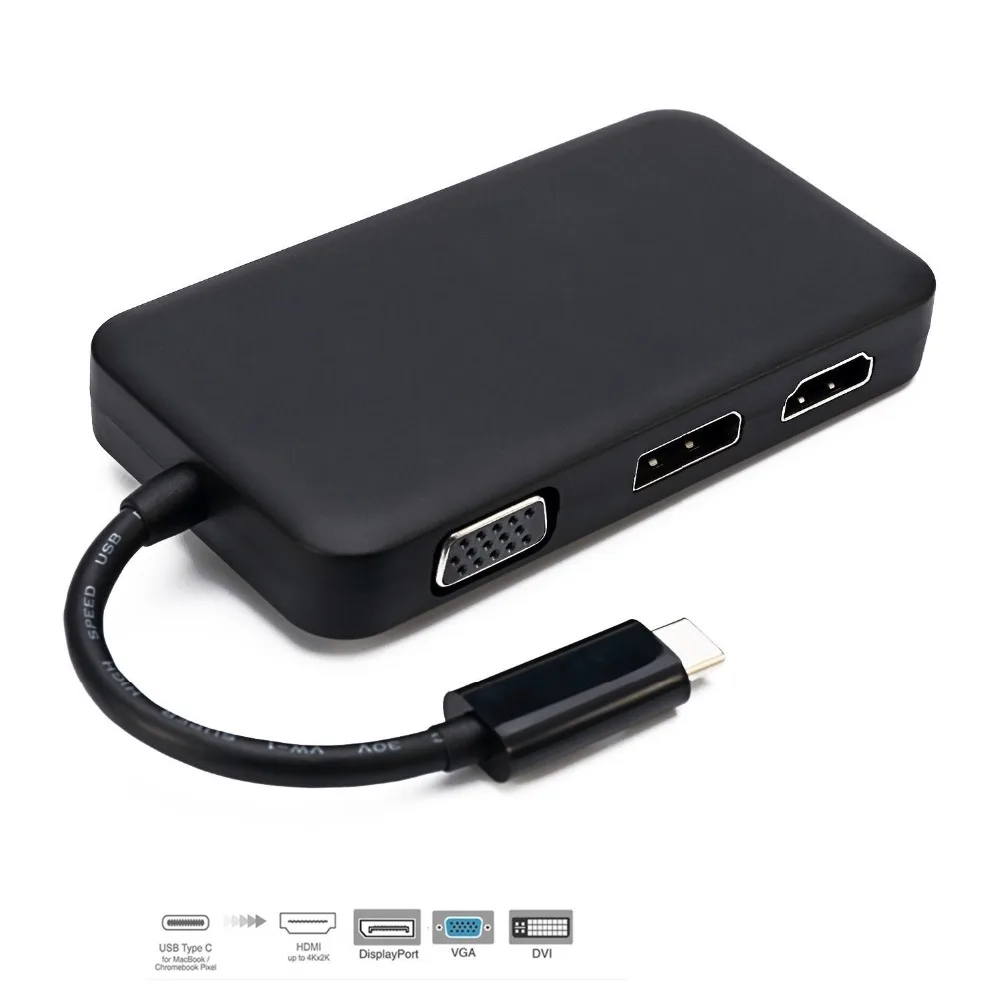 USB C Тип к HDMI VGA DVI DP Дисплей порт адаптер 3 1 конвертер для Macbook Chromebook Pixel| |