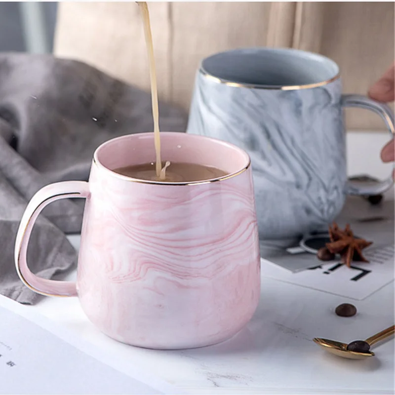 

Ceramic cupEurope Milk Coffee Mugs Marble Gold Inlay Mug Breakfast Mug Office Home Drinkware Tea Cup 400ml