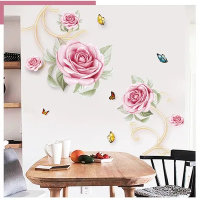 

3D Home Decor Stickers Rose Wallpaper Self adhesive Living Room Wall Decoration Room Painting Girl Bedroom Decoration Wall Decal