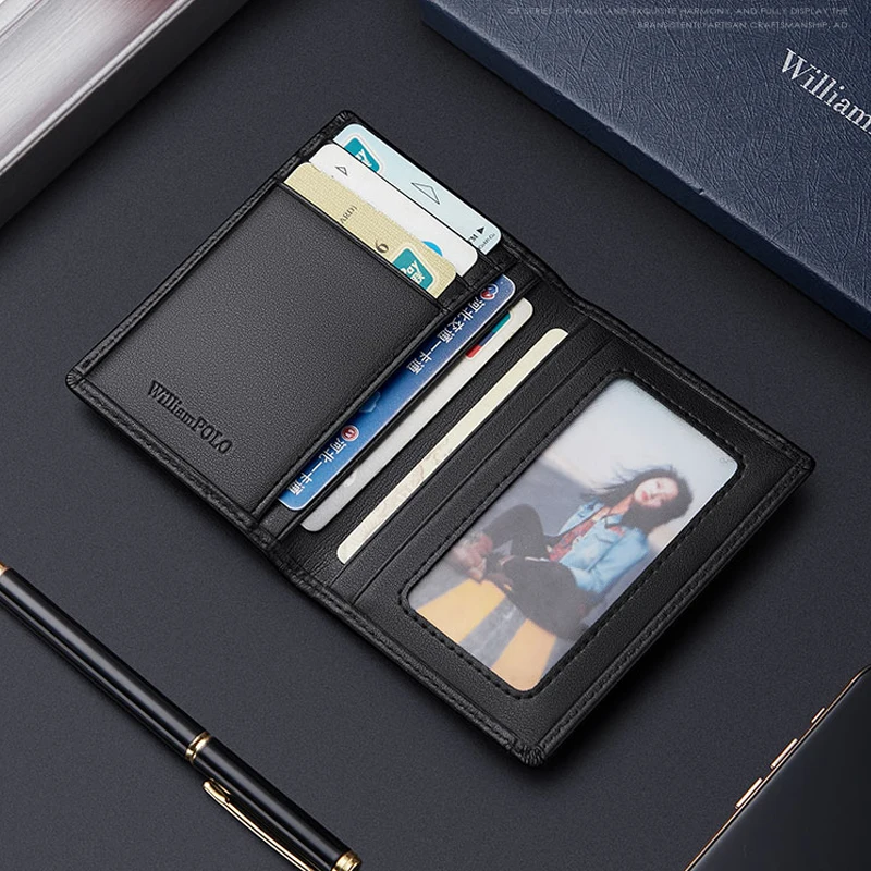 WILLIAMPOLO Mens Wallet Genuine Leather Card Holder Purse Real Cowhide Fashion Design Men 2021 With Gift Box PL205265 | Багаж и сумки