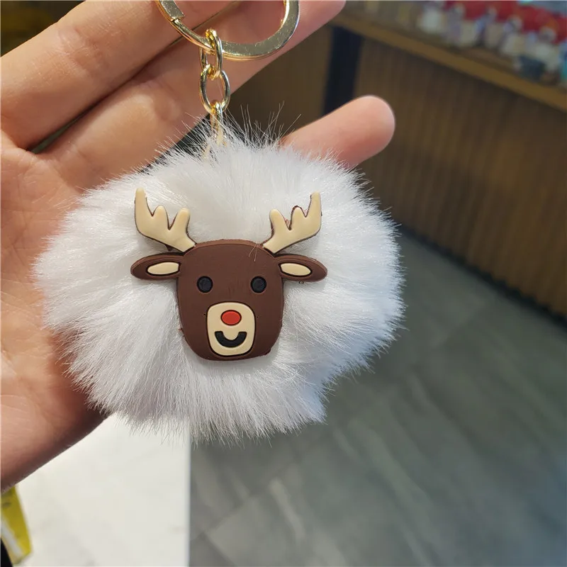 Рождественский олень Снеговик рождественская елка Санта-Клаус пушистый брелок