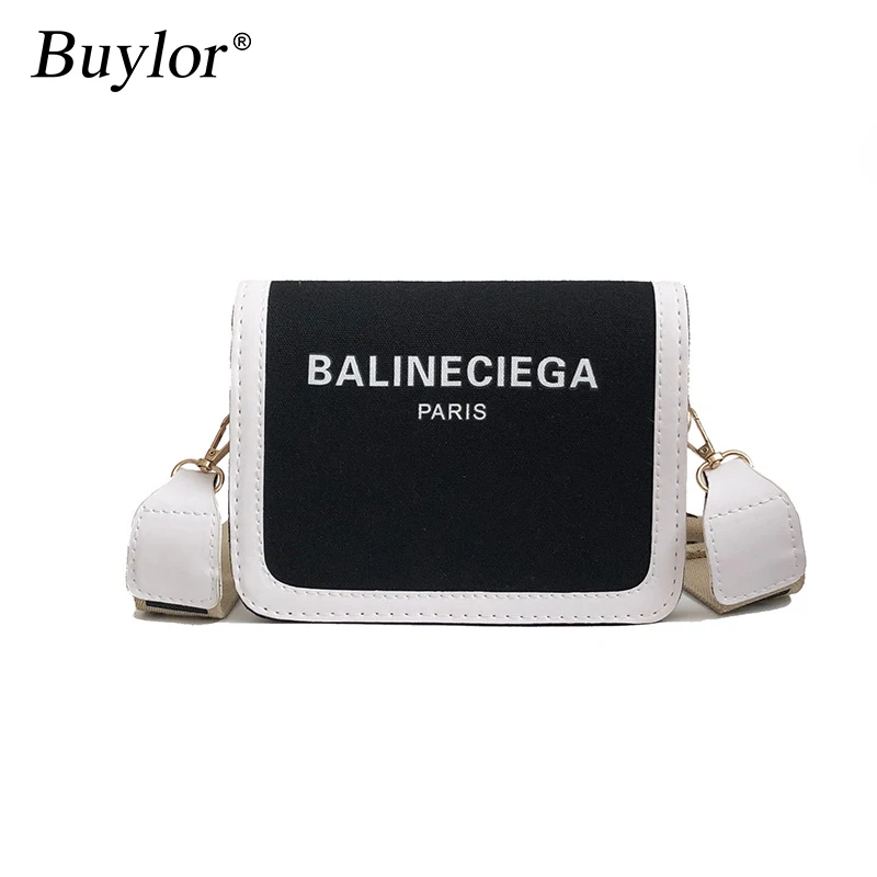 

Buylor Simple Crossbody Bag for Women New Fashion Letter Wide Shoulder Strap Small Square Bag Single Shoulder Messenger Bag