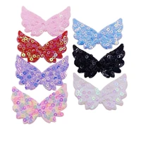 50pcslot 53 5cm shiny bead material angel wings padded applique for diy shoes bags clothes hair clip bow accessories patches