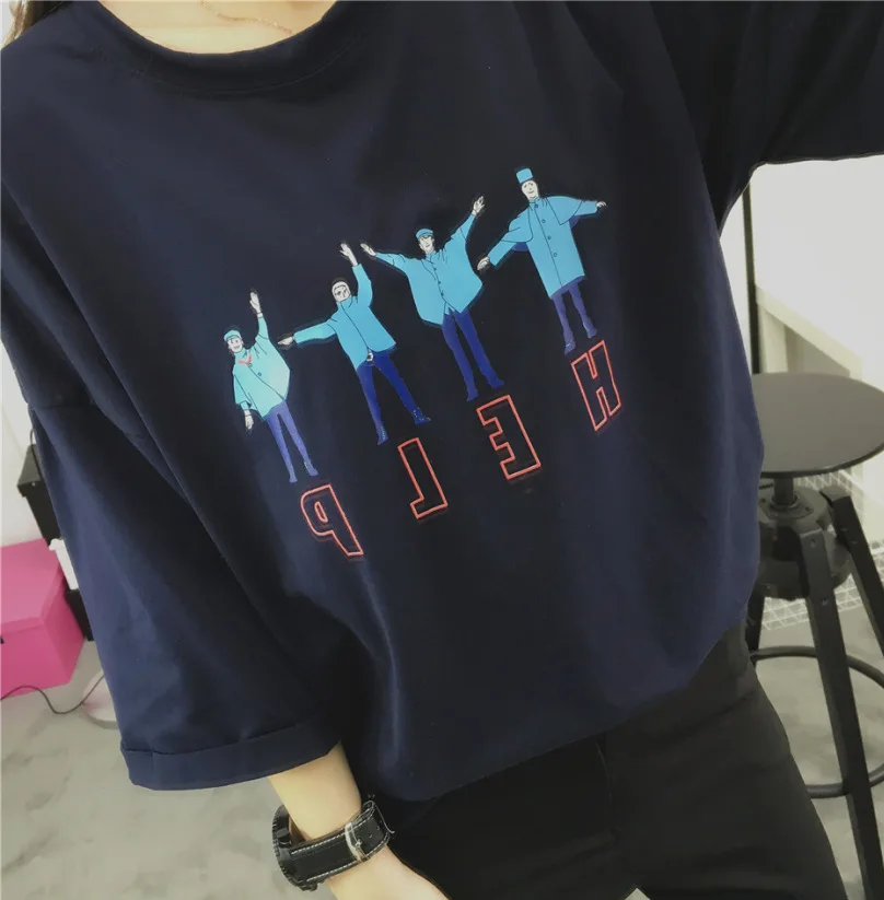 Повседневная Свободная Женская футболка с надписью Halajuku в Корейском стиле |